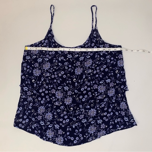 Francesca’s Collections | Emma Lee Blue Ruffled Floral Sleeveless Tank Top - Picture 4 of 8